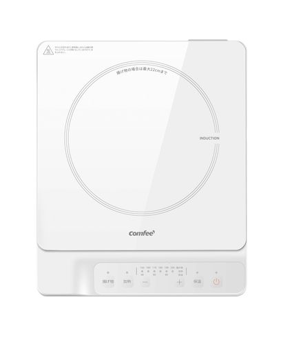 COMFEE’ クッキングヒーター IHコンロ 薄型 1400ワット 卓上 小型 3種メニュー 火力調整6段階 揚げ物 3段保温 炒め料理 一人暮らし 二人暮らし ホワイト