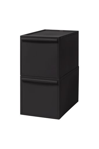 ライクイット (LIKE-IT) 収納ボックス 約幅32×奥52×高62.6CM 日本製 クローゼットシステム 引出し (M) 3個組 オールブラックブラック CS-D2 3P 累計販売数270万台突破