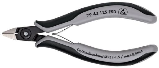 KNIPEX クニペックス ESDエレクトロニクス スーパーニッパー 全長125MM 先細ヘッド 静電防止ハンドル 7942-125ESD