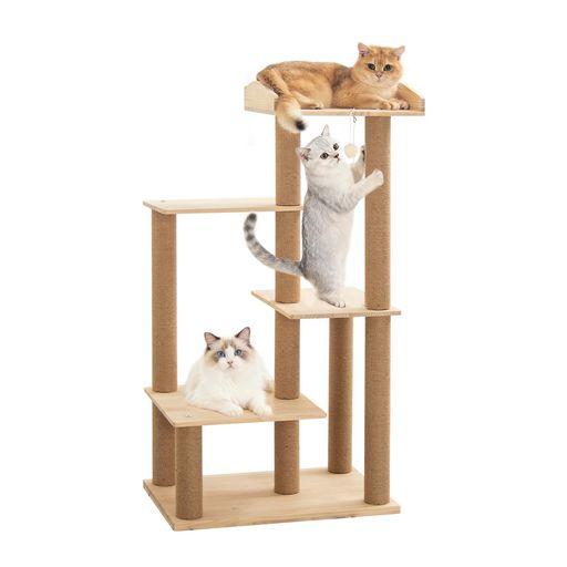 PETTIFUL キャットタワー 据え置き 木製 スリム おしゃれ 多頭飼い 