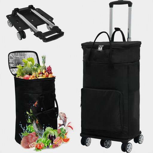 VTUESXN【5輪+大容量50L+拡張り13CM+保温保冷】ショッピングカート 買い物カート 横押し ショッピングカート 高齢者 長さ調節3段階 保冷保温 防水 360度回転 耐荷重45KG 大容量 収納便利 折り畳…