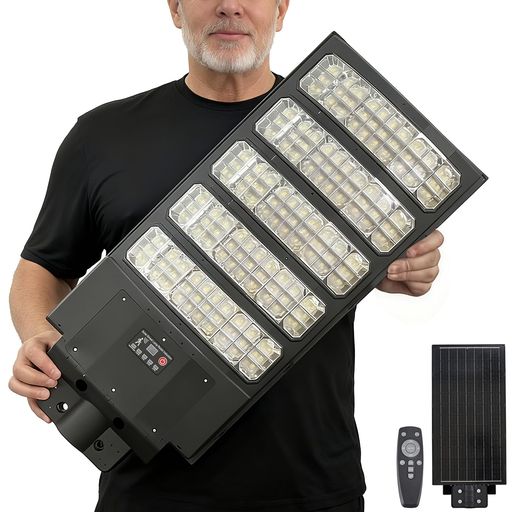 YACAISI 6000W ソーラー街路灯 屋外 8500K 商用駐車場 夕暮れから夜明けまで 防水ライト LEDソーラーセキュリティ 洪水モーションセンサーランプ ストリート、コート、ガレージ、庭、道路用 10,701円