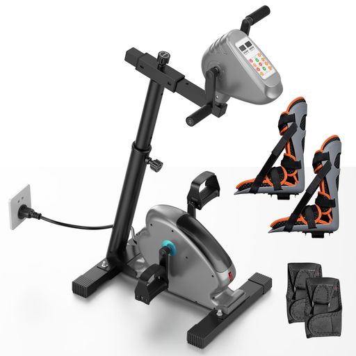 YUHUHU 電動エクササイズバイク 手足トレーナー 電動上肢・下肢トレーナー 家庭用エクササイズ器具 脚保護ブレースと手固定手袋付き。高齢者の腕や脚のトレーニングに最適です 父の日と…