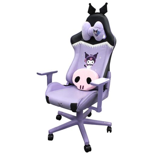 アローン(ALLONE) ゲーミングチェア サンリオキャラクターズ クロミ 67×67×124CM パープル E-SPORTS 無段階リクライニング機能 高さ調節可能 カチューシャ・ランバーサポート・ヘッドレスト取…