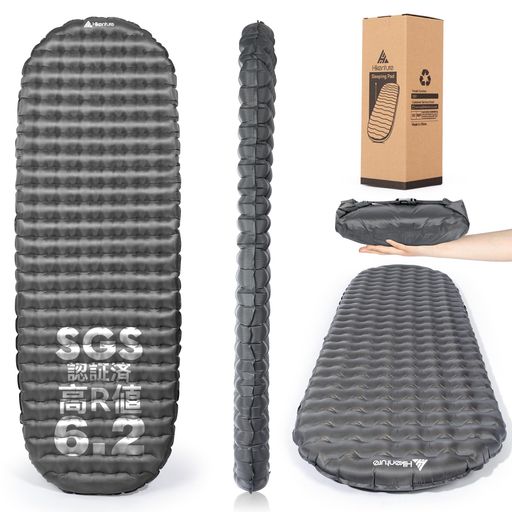 HIKENTURE高R値6.2 エアーマット【8.5CM極厚●超軽量●SGS認証】断熱性高い・冬キャンプ適用 コンパクト収納可能 エアポンプ・取扱書・収納袋・補修テープ付 登山用 車中泊 テント アウトド…