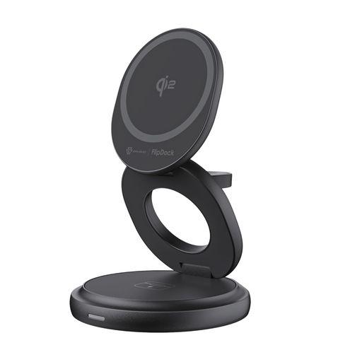 SAVEWO【QI2認証・15W急速充電対応】FLIPDOCK 3-IN-1 ワイヤレス充電スタンド 折り畳み式 回転式 磁気充電器 3台同時充電 IPHONE 16/15/14/13/12 SERIS/GALAXY