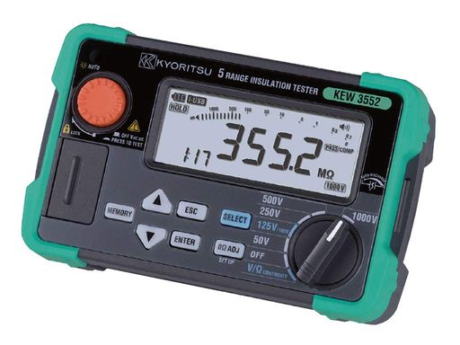 共立電気計器 (KYORITSU) 6レンジ絶縁抵抗計 (50V/100V/125V/250V/500V/1000V) メモリ機能有り : KEW 3552