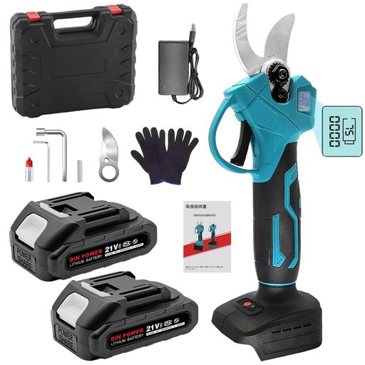 【2025年新モデル】電動剪定バサミ 剪定バサミ 21V切断径30MMのコードレス充電式剪定バサミ 2000MAH大容量バッテリー付き 切断回数と残量表示ディスプレー ブラシレスモーター搭載切れ味良…