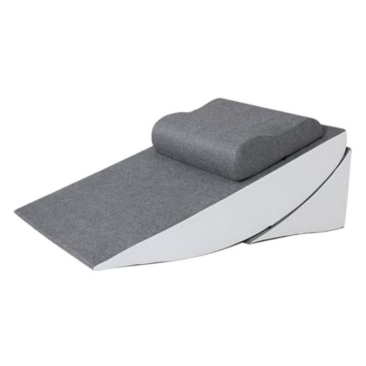 HUFGIUD ウェッジ枕 三角クッション 傾斜枕 体位サポート 背もたれクッション 足枕 腰当て付き/なし 選べるタイプ カバー洗濯可 リラックス用 寝具クッション (グレー,腰パッドなし)