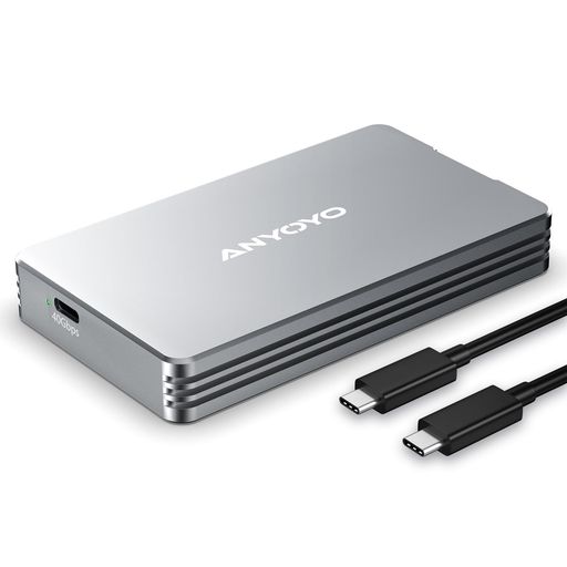ANYOYO THUNDERBOLT 4/3 & USB4 M.2 PCIE 2280 M-KEY(B+M KEY)NVME SSD 外付けケース 40GBPS NVME SSD ケース  最大2700MB/S アルミ合金製USB-C接続