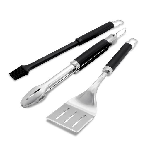 WEBER(ウェーバー) プレミアム3ピースツールセットセット(グリルトング・スパチュラ(フライ返し)・バーベキューブラシ)【2年保証】 シルバー 小