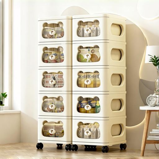 収納ボックス 引き出し キッズチェスト タンス 子供 おもちゃ 収納 キッズ棚 収納ワゴンカート かわいいくま型収納キャビネット おしゃれ 子供用 衣類収納 DIY組み合わせ 防塵防湿 移動式…
