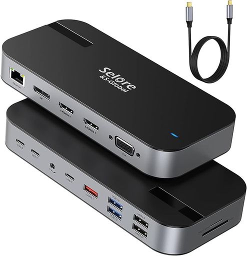 USB C ドッキングステーション TYPE C DOCK 【16 IN 1】 3画面モード トリプルディスプレイ対応 87W出力 デュアル 4K HDMI出力ポート (16IN1)...