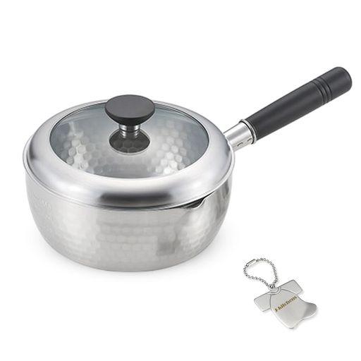 J-KITCHENS 食卓インテリア 片手鍋 ステンレス製 槌目 雪平鍋 蓋付き 20CM 錆びにい ガス IH対応 日本製 オリジナルタグ付