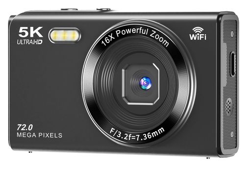 YULINJIA デジタルカメラ 5K デジカメ スマホに送れる WIFI転送機能 7200万画素 64GBマイクロSDカード付き オートフォーカス機能 16倍デジタルズーム LEDライト ウェブカメラ 2.8インチデイスプレ…