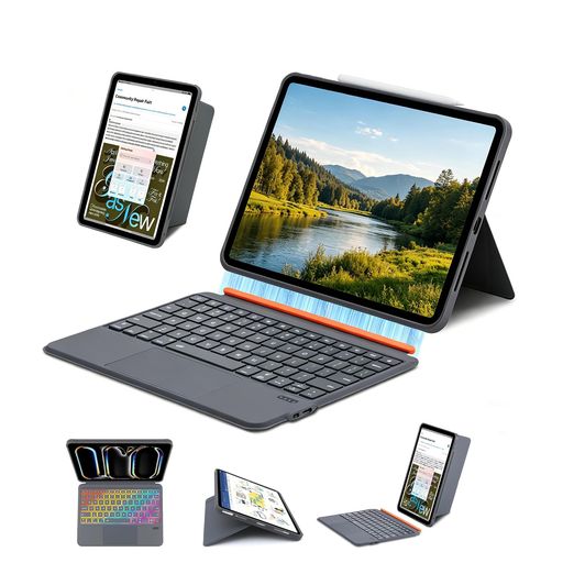 QUARK IPAD A16 第11世代/第10世代 キーボードケース IPAD AIR 11インチ M4/M3/M2 PRO 11インチ第4/3/2/1世代 高精度タッチパッド 磁気吸着 マグネット着脱式キーボード 7色バックライト 静音キー