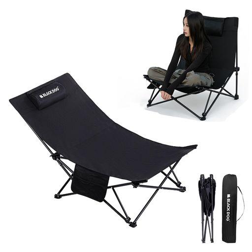 BLACKDOG リクライニングチェア 150KG耐荷重 2段階調整 瞬時展開 座面68CM 組立て不要 枕付き ブラケットアップグレード 軽量 通気 耐磨耗 折り畳み キャンプ 登山 旅行 公園 ピクニック 釣り …
