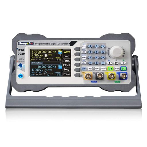 CLEQEE 80MHZ 信号発生器 デュアルチャネル プログラマブル デジタル信号発生器 任意波発生器 信号源 周波数変調 振幅変調 DDS信号発生器 周波数計 高精度3.5インチTFTカラーLCD PSG9080 関数発生…