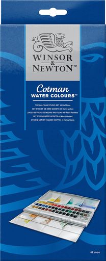 WINSOR & NEWTON ウィンザー&ニュートン 水彩絵具 コットマン ウォーターカラー スタジオセット ハーフパン 40色セット 18909471