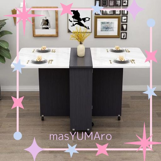 VEEZHA ダイニングテーブル テーブル 折り畳み ダイニングテーブル 2人 食卓 キッチンテーブル 4人用 120CM (ブラック)