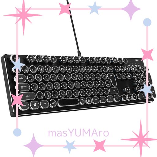 HKW タイプライター風メカニカルキーボード JIS規格 109キー USB有線 HKW タイプライター風メカニカルキーボード 青軸 JIS規格 109キー USB
