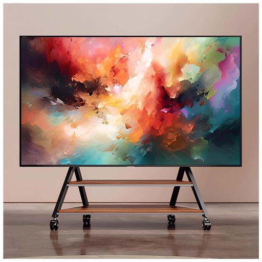 BEISHITENWAYMILI 大型テレビスタンド 50-100インチ対応 壁寄せ キャスタ-付き ハイタイプ TV STAND 移動式TVスタンド 2つ木製の棚板付きコーナーテレビ台 耐震 VESA/横100-800MM/縦100-600MM