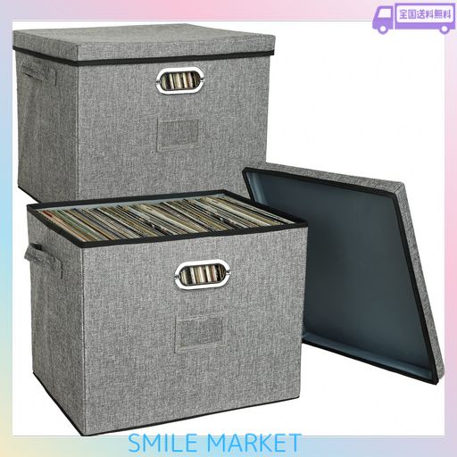 12インチのビニールレコード用収納ボックス(蓋とハンドル付き)、100枚以上のシングルレコード用のスタイリッシュで実用的なLPレコードオーガナイザー、リビングルーム、勉強部屋、コン…