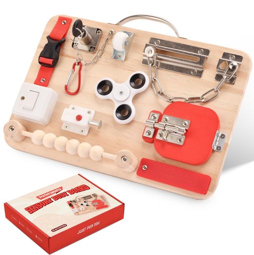 POTATOMATO MONTESSORI モンテッソーリ ビジーボード 自立心 集中力 - 木製知育玩具 感覚指先おもちゃ 自閉症/ADHD対応 指先トレーニング 携帯用 男女共用 プレゼントに最適 知育玩具 手先が器用…