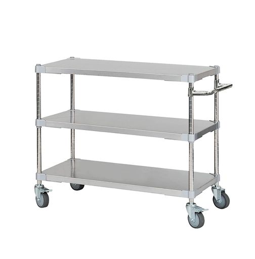 ステンレスシェルフワゴン46×90 3段キャスター700 取っ手付きSV