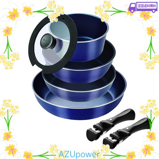 パール金属 スタックプラス ブルーダイヤモンドコートIH対応クックウェア7点セットA ネイビー HB-5632