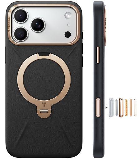 TORRAS IPHONE 17 PRO MAX 用 ケース【新感覚レザー・スキンタッチ】OSTAND Q3 レザートーン MAGSAFE対応 リング スタンド 360°定点回転 縦横両対応 マグネット搭載 革 カメラコントロールボタン 米軍…