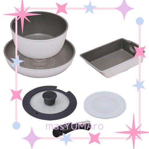 アイリスオーヤマ(IRIS OHYAMA) フライパン 鍋 セット フライパンセット 6点 ガス火 IH対応 軽量 お手入れ簡単 取っ手のとれる ダイヤモンドコート ダイヤモンドコートパン ホワイト/マーブル…