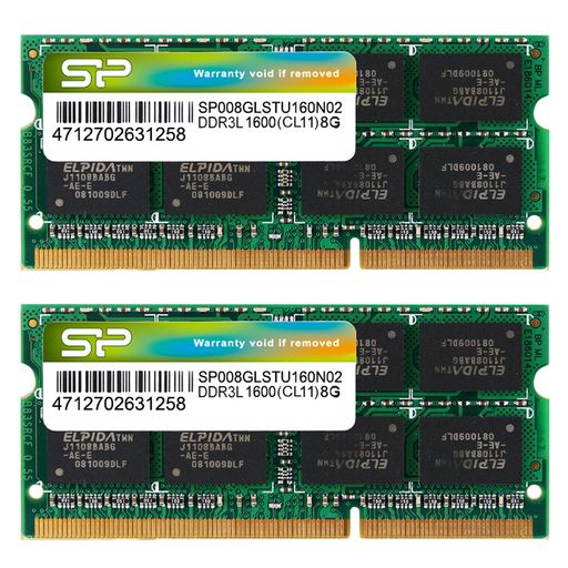 シリコンパワー ノートPC用メモリ 1.35V (低電圧) DDR3L 1600 PC3L-12800 8GB×2枚 204PIN MAC 対応 SP016GLSTU160N22