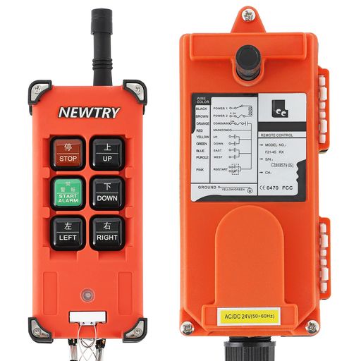NEWTRY F21-4S ワイヤレスリモコン クレーンコントローラー IP65防水 工業用 無線 送信機*1+受信機*1 六つの機能ボタン (24V)