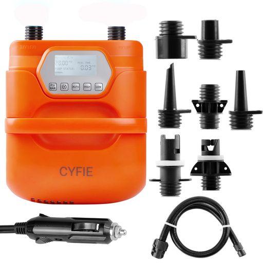電動エアーポンプ SUP用 電動空気入れ カヤック 20PSI 電動ポンプ ゴムボート 空気抜き 自動停止 過熱保護 日光可読LCD 7種類のノズル付 ハンドル付 携帯ポンプ 空気入れ 電動 DC12-14.4Vシガー…