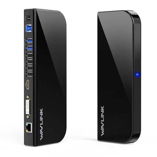 WAVLINK USB3.0 ドッキングステーション横置き WINDOWS/MAC対応 デュアルモニター 2K@60 HDMI DVI VGA (DVI TO VGAアダプター) ポート ギガビット イーサネット USB3.0 ポートX2 USB 2.0