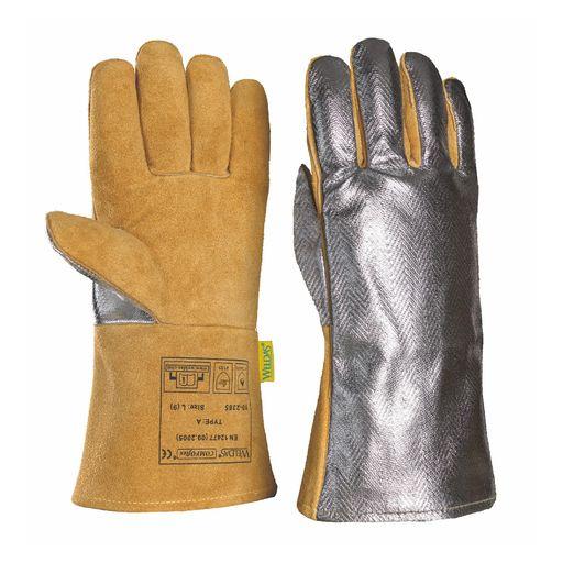[COMFOFLEX] WELDAS? 裏面アルミニウム処理 プレミアム熱反射溶接手袋、独自の難燃性エアクッション 裏地、10-2385L、バックなめし (砂)。(XLサイズ)