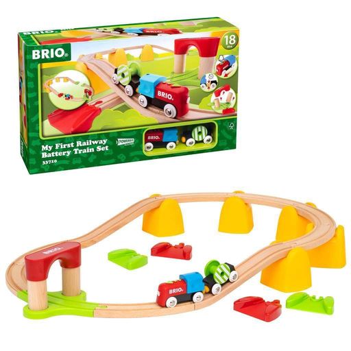 BRIO (ブリオ) マイファースト バッテリーパワーレールセット 33710 対象年齢1歳半~ 【おもちゃ 玩具 木製おもちゃ 機関車 レールセット プレゼント(誕生日/クリスマス)】