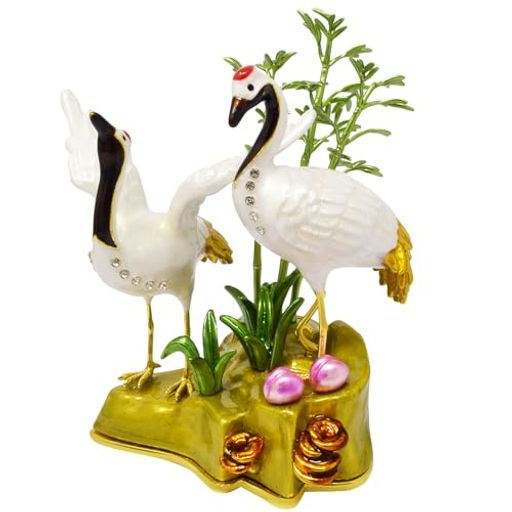 (イスイ)YISHUI 風水 鳥の置物 鶴 縁起物 お守り 動物 置物 ホーム飾り 幸運 ラッキー お祝い 誕生日プレゼント 合金 ホワイト