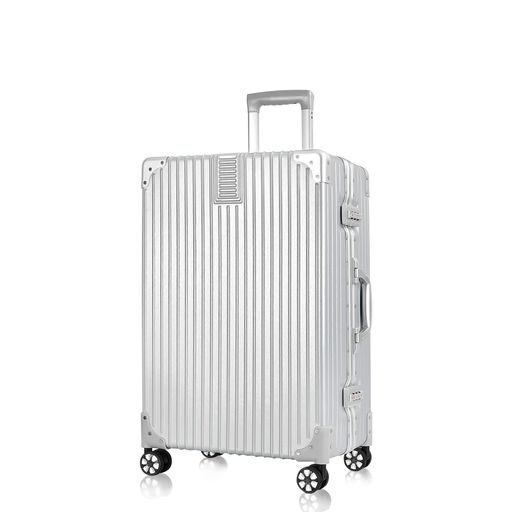 [タビトラ] スーツケース 大型 人気 キャリーバッグ TSAロック搭載 旅行用品 出張 超軽量 大容量 静音 8輪 アルミフレーム 77L 5.1KG シルバー L