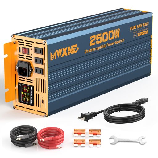 MWXNE 無停電電源装置 UPS インバーター 2500W 正弦波 12V 最大5000W DC12V(直流)AC100V(交流)変換 50/60HZ切替可能 3段階充電 安定化バックアップ電源 常時大容量 太陽光発電 発電機 家庭用電源