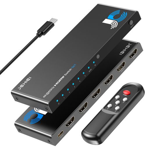 【4K安定版】JCHICI HDMI 切り替え器 5入力1出力 4K@60HZ/2K@120HZ/1080P@240HZ HDMI2.0切替器 セレクター リモコン付き HDCP 2.2/HDMI 2.0 HDR 3D対応 選べる自動・手動切替機能