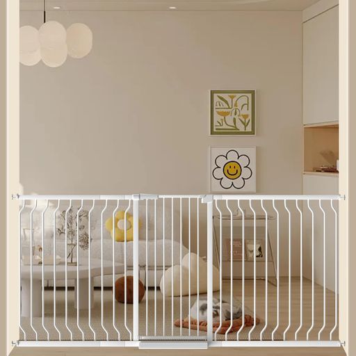 FAIRY BABY ペットゲート ベビーゲート 高さ103CM 取付幅187-206CM 間隔3CM ペットゲート ドア付き 飛び越え防止ゲート 猫ドア付きゲート 猫すり抜け防止 過密フレーム付き ホワイト