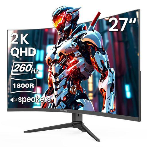 【27インチ ゲーミングモニター】SUEVERY WQHD 2560X1440 260HZ 湾曲 モニター 1800R ディスプレイ HDMI2.0 &amp; DP1.4 ブルーライト軽減 傾斜調整 広い視野角 壁掛け対応