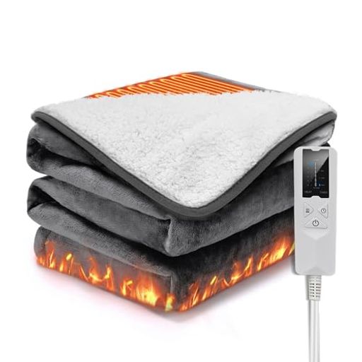 電気毛布 掛け敷き兼用 180*133CM 大判サイズ 6段階温度調整 4段階タイマー ふわふわ 電気ひざ掛け フランネルとコットンウール 厚手生地 電気ブランケット ふかふか ソファ ブランケット …