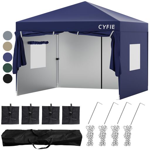 CYFIE タープテント 3M×3M/3M×6M(強化型!) サイドシート付 高さ3段階調節 扉と窓 UVカットワンタッチタープテント サンシェード 高耐水加工 日よけ 組立簡単 持ち運び便利 キャンプ/ピクニッ…