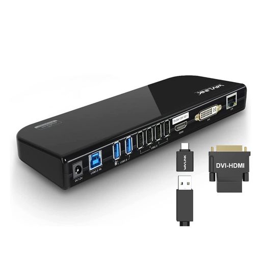 WAVLINK USB3.0 ユニバーサル・ドッキングステーション・デュアル ビデオモニタ・ディスプレイ 最高解像度2048X1152のDVI & HDMI & VGA