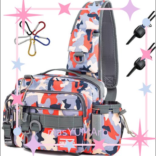 HAKAWAFLY 釣り バッグ 多機能 フィッシングバッグ 5WAY タックルバッグ 大容量 ワンショルダーバッグ ランガンバッグ 防水 釣りバック バス釣り カバン 撥水加工(ピンク)