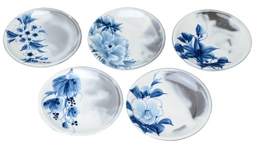 京焼 清水焼 陶あん窯 4寸皿 揃 (5点セット) 染付草花