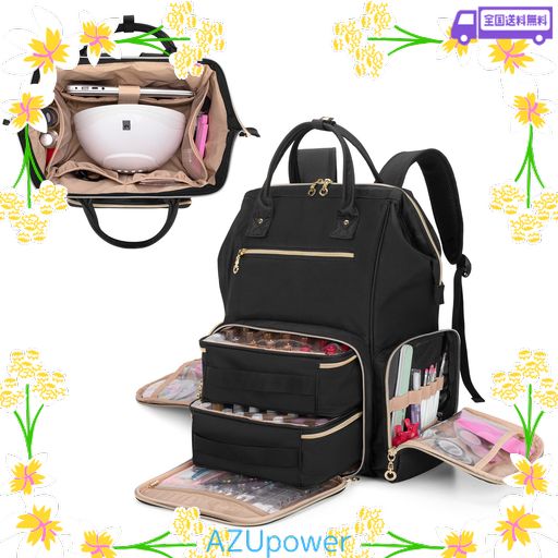 BAFASO マニキュア収納 リュック 56ボトル用 ネイルライト ネイル道具 収納 3WAY 持ち運び 黒